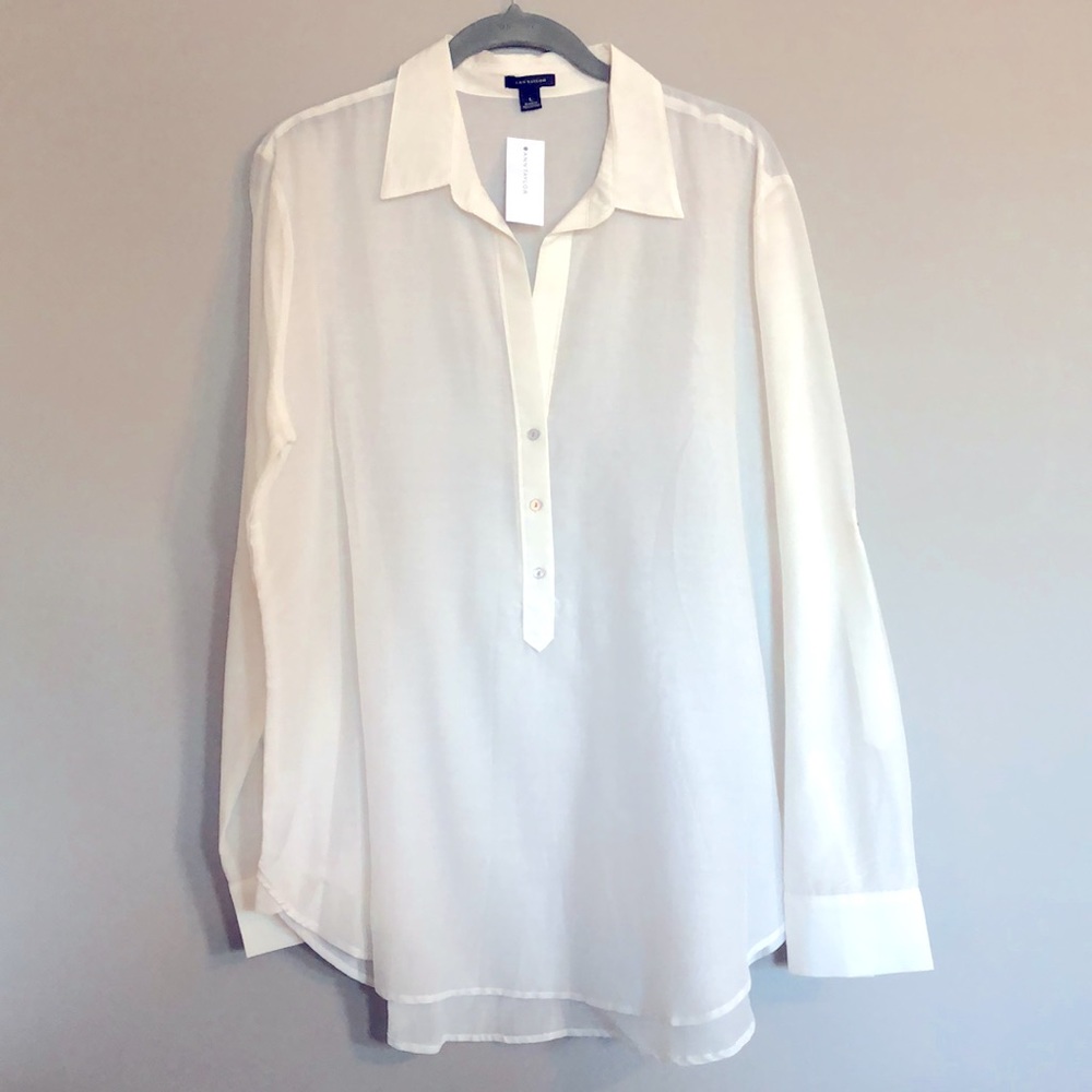 Ann Taylor silk/cotton blend cream tunic. size large. New with tags